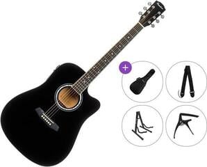 Dreadnought elektro-akoestische gitaar Pasadena PDC-10E Premium SET Black Dreadnought elektro-akoestische gitaar