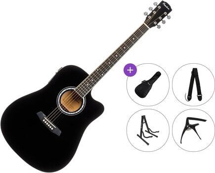 Dreadnought elektro-akoestische gitaar Pasadena PDC-10E Premium SET Black Dreadnought elektro-akoestische gitaar - 1