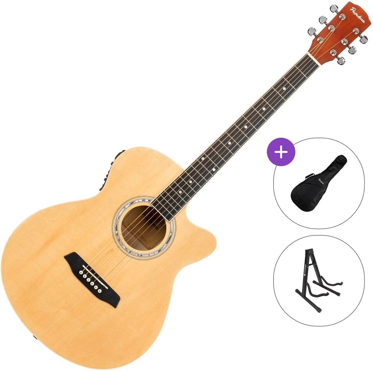 Elektroakustická gitara Jumbo Pasadena PGC-10E Standard SET Natural Elektroakustická gitara Jumbo