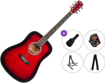 Akustikgitarre Pasadena PD-10 Premium SET Red Burst Akustikgitarre - 1