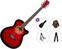 Jumbo Akustikgitarre Pasadena PGC-10 Premium SET Red Burst Jumbo Akustikgitarre