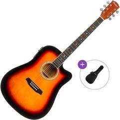 Dreadnought elektro-akoestische gitaar Pasadena PDC-10E Basic SET Vintage Sunburst Dreadnought elektro-akoestische gitaar