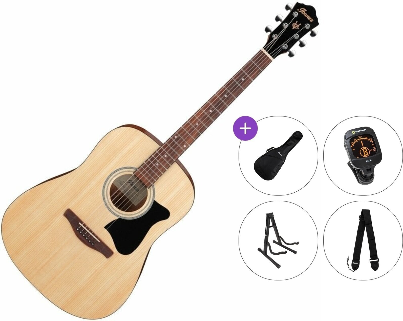 Akustikgitarre Ibanez V40-OPN Premium SET Open Pore Natural Akustikgitarre