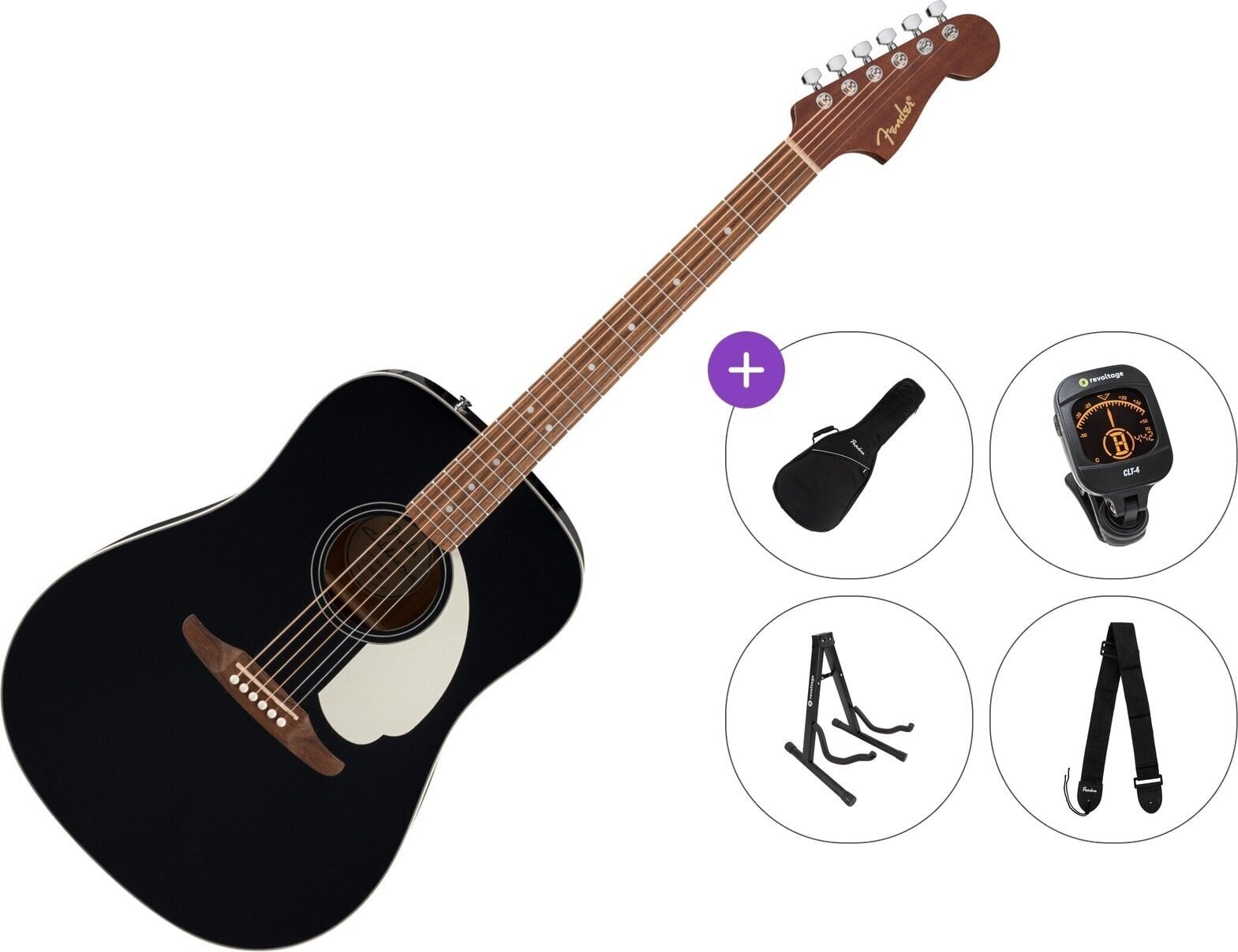 Dreadnought-kitara Fender California Standard Redondo Premium SET Black Dreadnought-kitara
