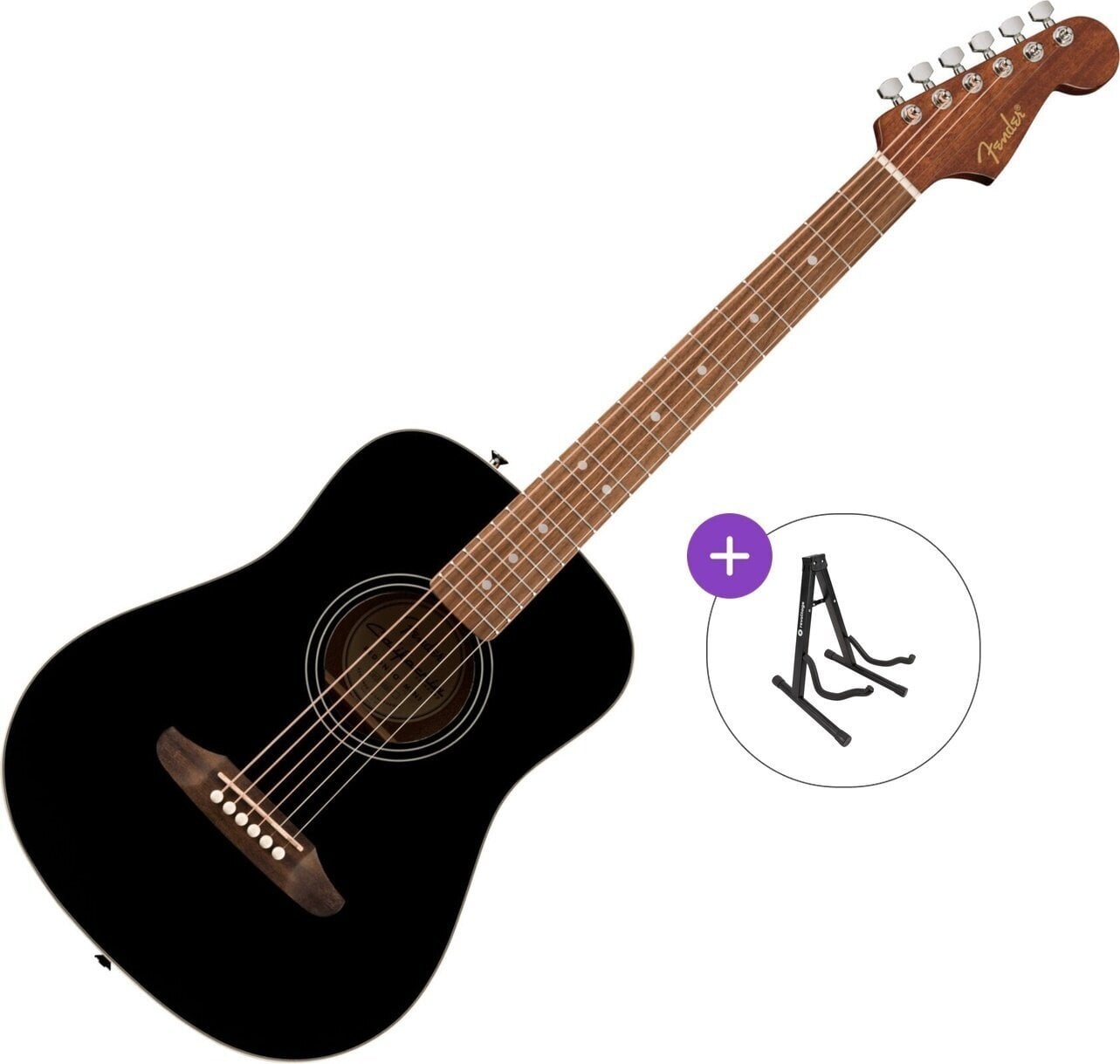 Dreadnought-gitar Fender California Standard Redondo Mini Basic SET Black Dreadnought-gitar