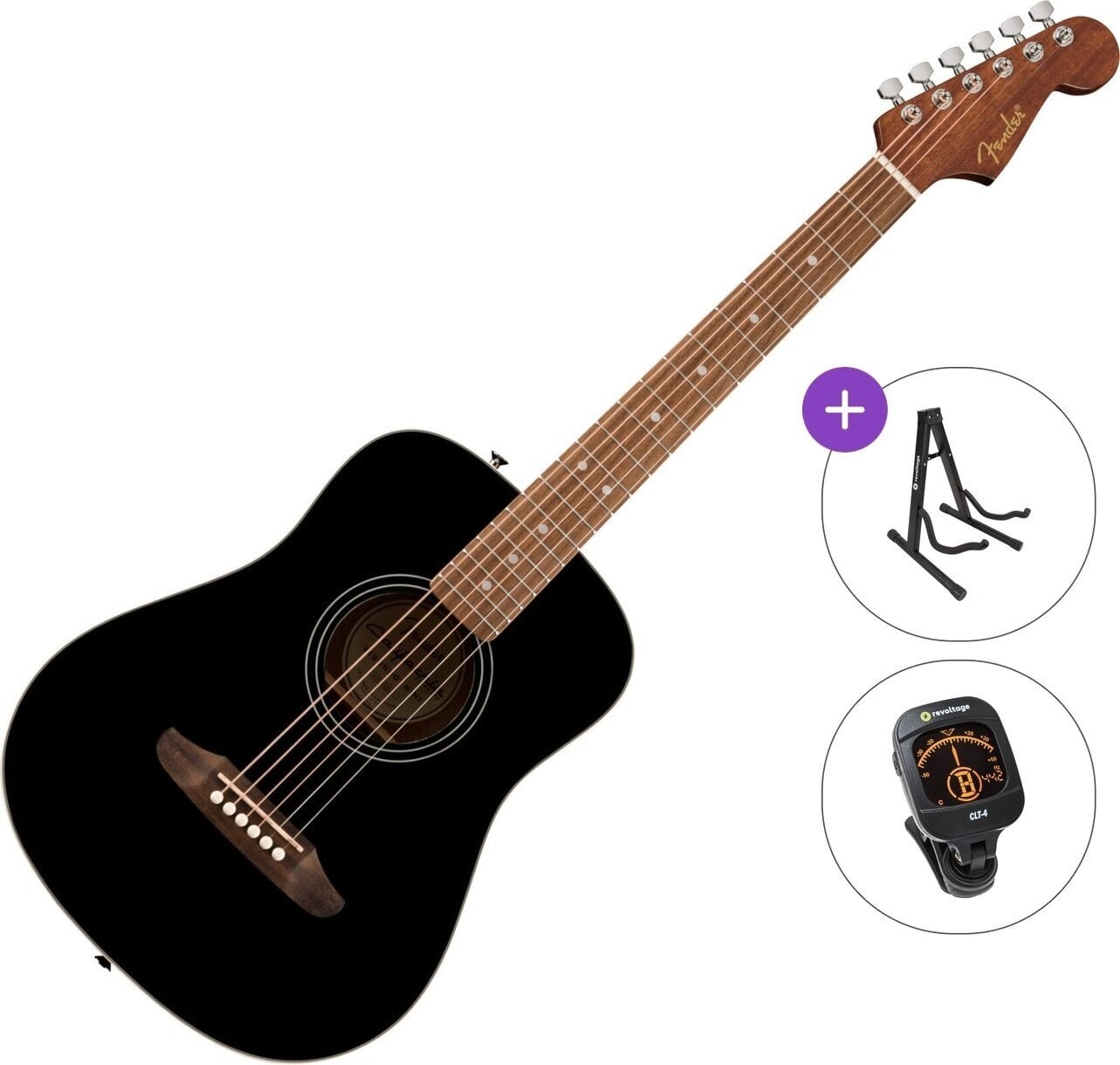 Dreadnought-kitara Fender California Standard Redondo Mini Standard SET Black Dreadnought-kitara