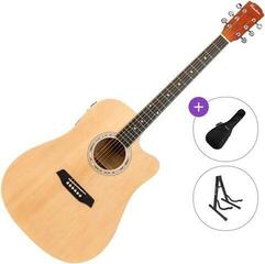 Dreadnought elektro-akoestische gitaar Pasadena PDC-10E Standard SET Natural Dreadnought elektro-akoestische gitaar
