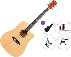 Dreadnought elektro-akoestische gitaar Pasadena PDC-10E Premium SET Natural Dreadnought elektro-akoestische gitaar
