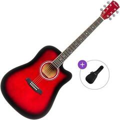 Akustikgitarre Pasadena PDC-10 Basic SET Red Burst Akustikgitarre