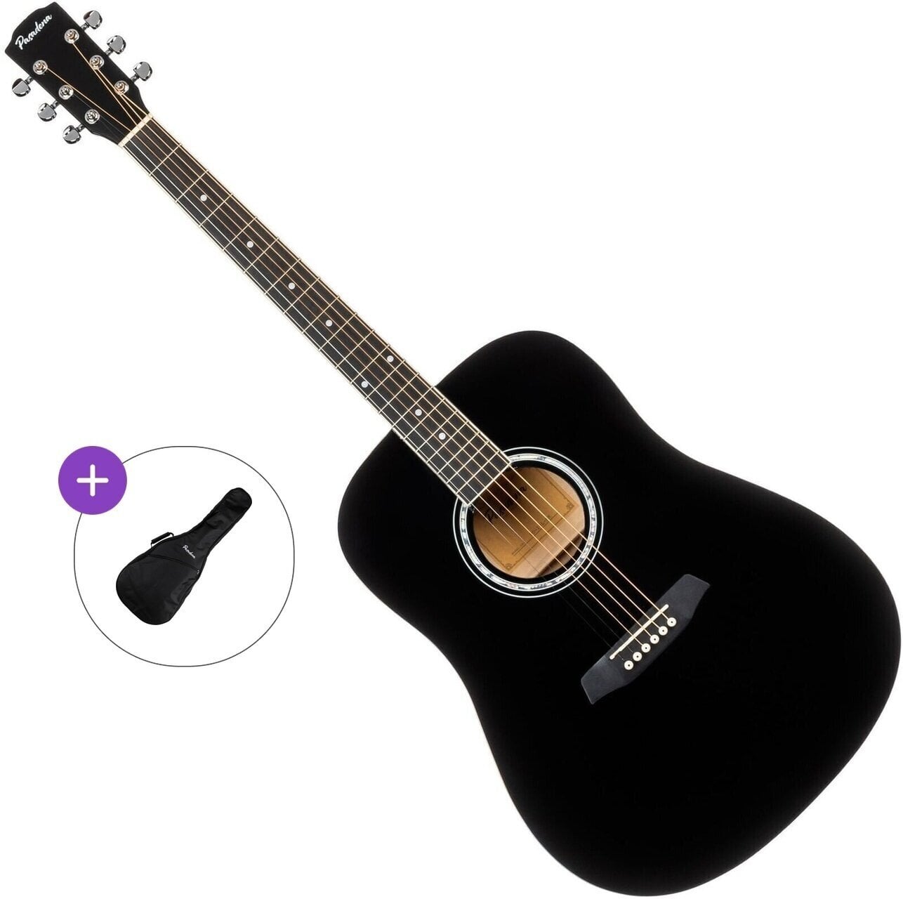 Akustikgitarre Pasadena PD-10L Basic SET Black Akustikgitarre