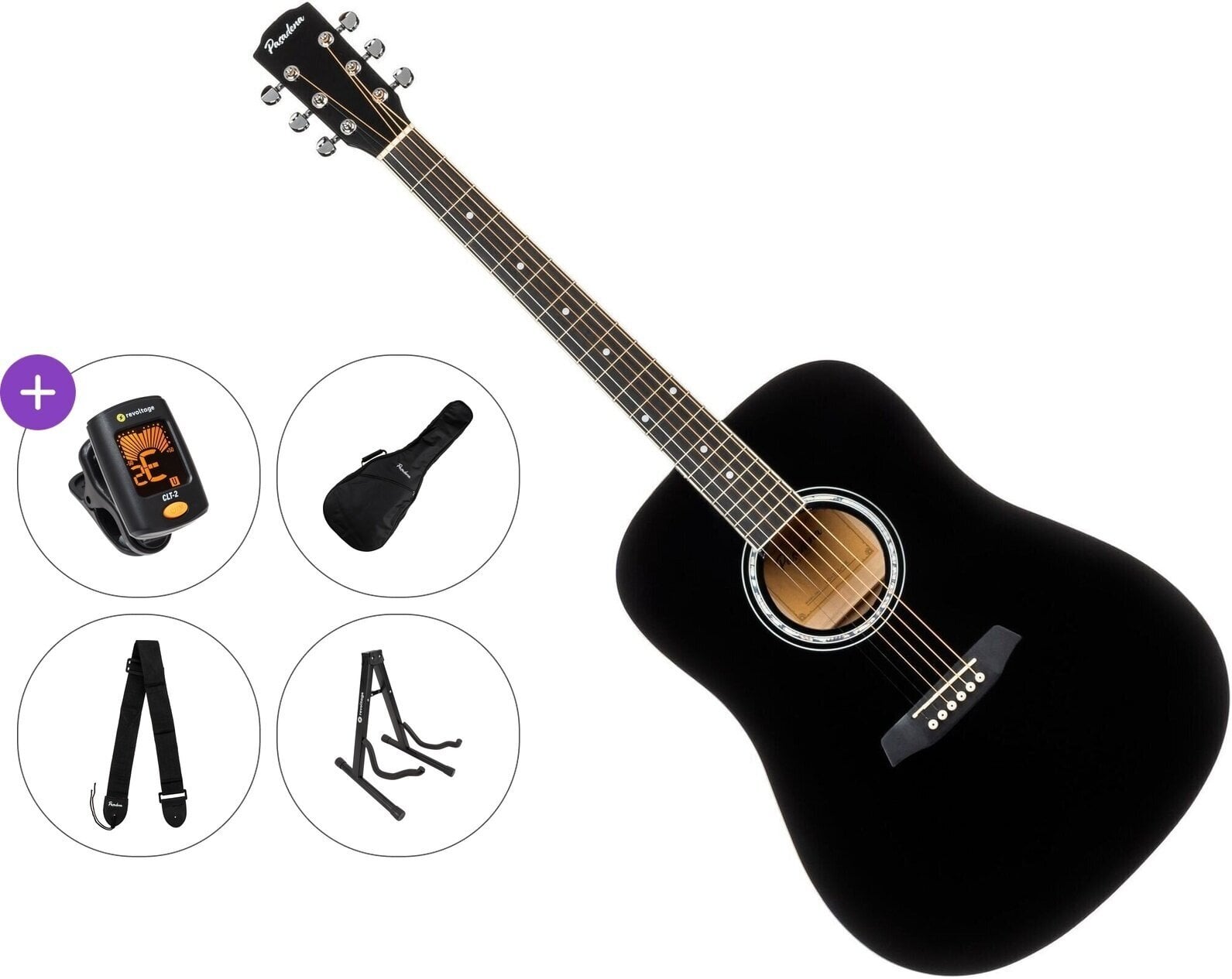 Akustikgitarre Pasadena PD-10L Premium SET Black Akustikgitarre
