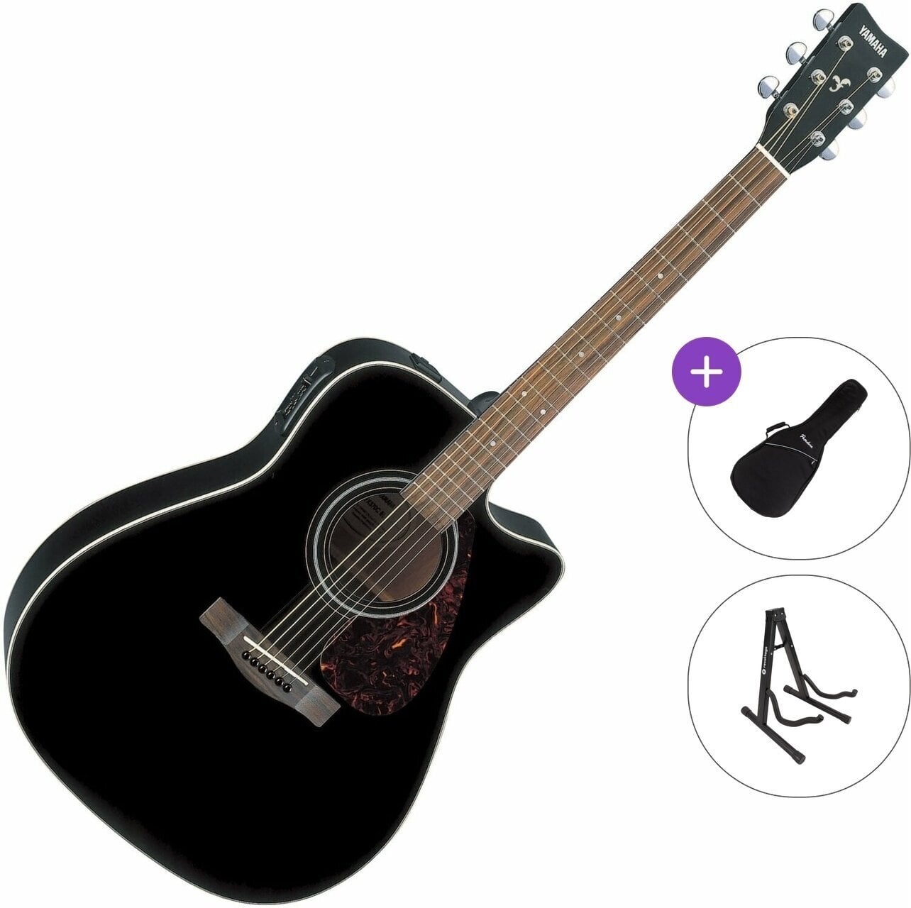 Chitarra Semiacustica Dreadnought Yamaha FX370C Standard SET Black Chitarra Semiacustica Dreadnought