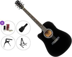Dreadnought elektro-akoestische gitaar Pasadena PDC-10LE Premium SET Black Dreadnought elektro-akoestische gitaar