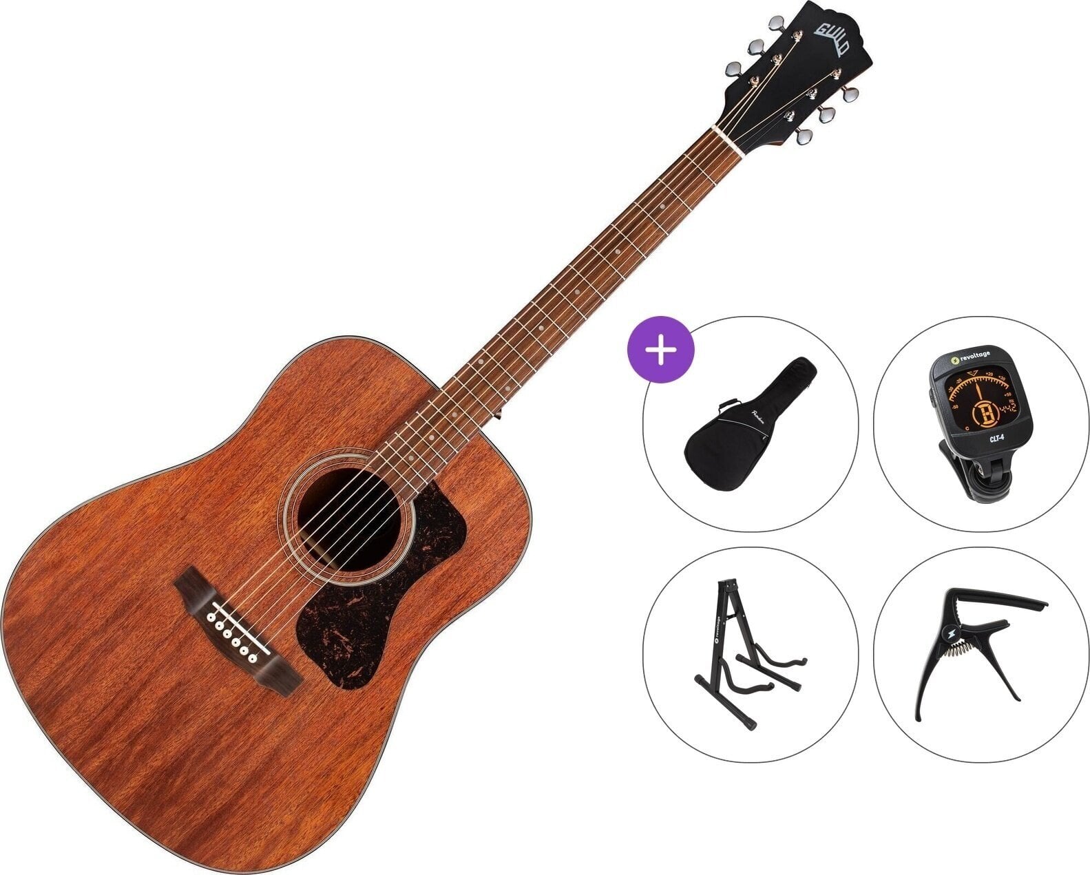 Akustikgitarre Guild D-320 Premium SET Natural Akustikgitarre