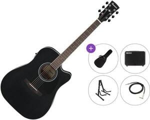 Guitarra electroacústica Ibanez AW84CE-WK Premium SET Weathered Black Open Pore Guitarra electroacústica