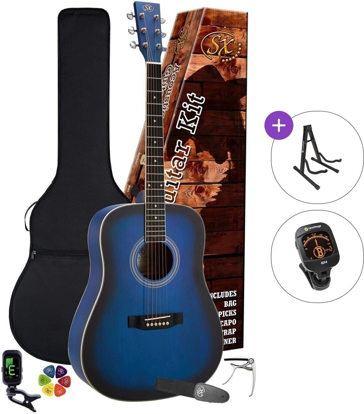 Dreadnought Guitar SX SD104KBUS Standard SET Blue Sunburst Dreadnought Guitar