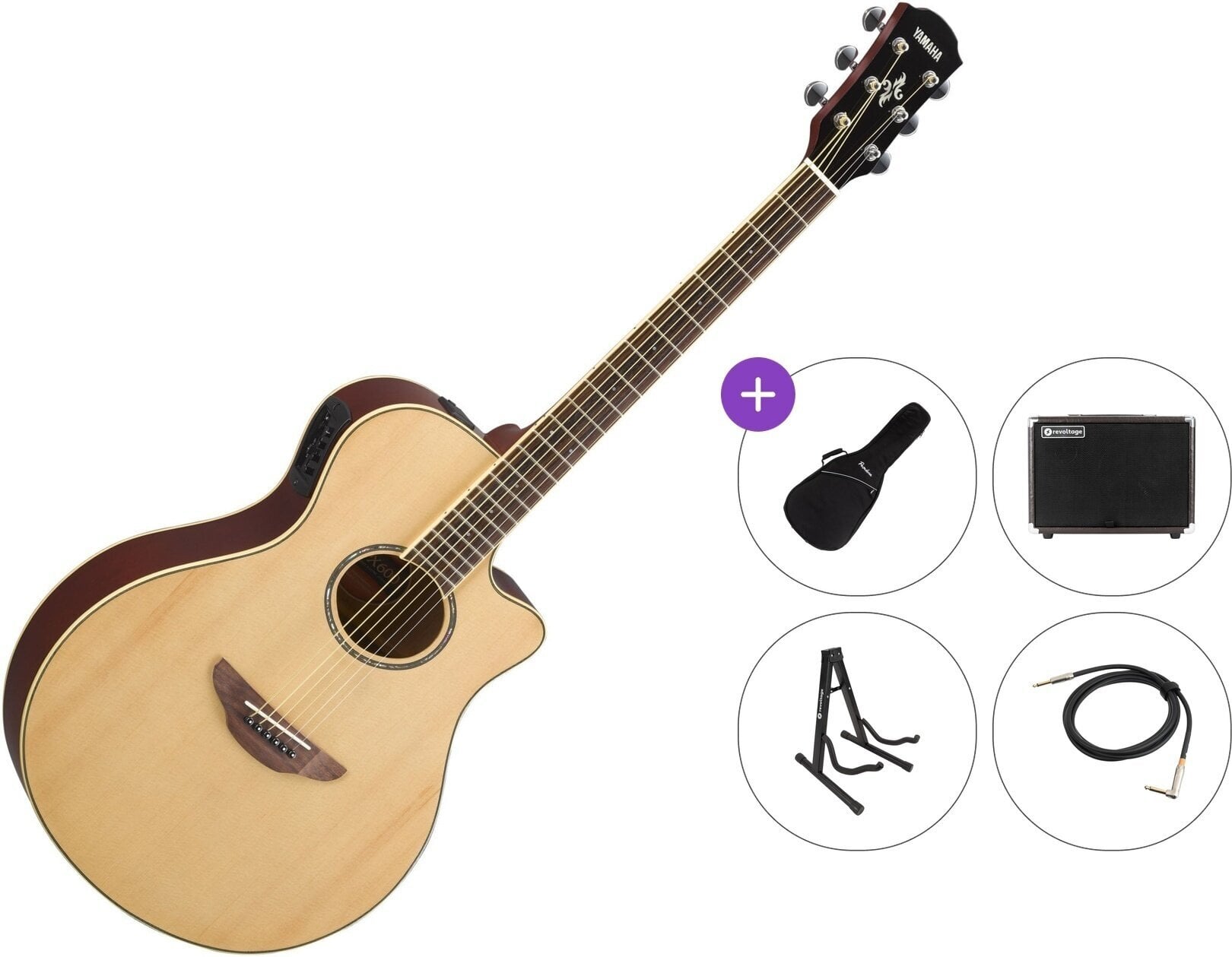 Elektro-akustična jumbo gitara Yamaha APX600 Premium SET Natural Elektro-akustična jumbo gitara