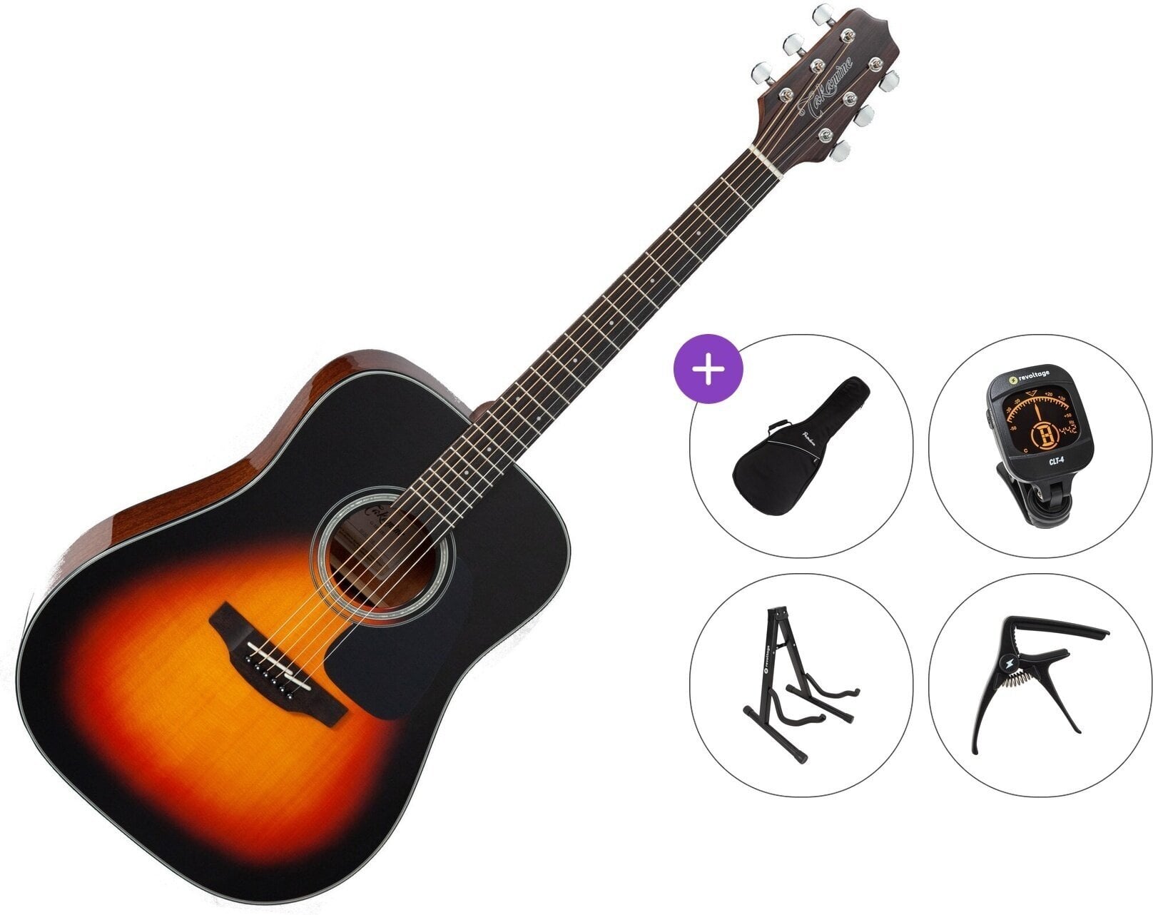 Dreadnought-kitara Takamine GD30 Premium SET Brown Sunburst Dreadnought-kitara