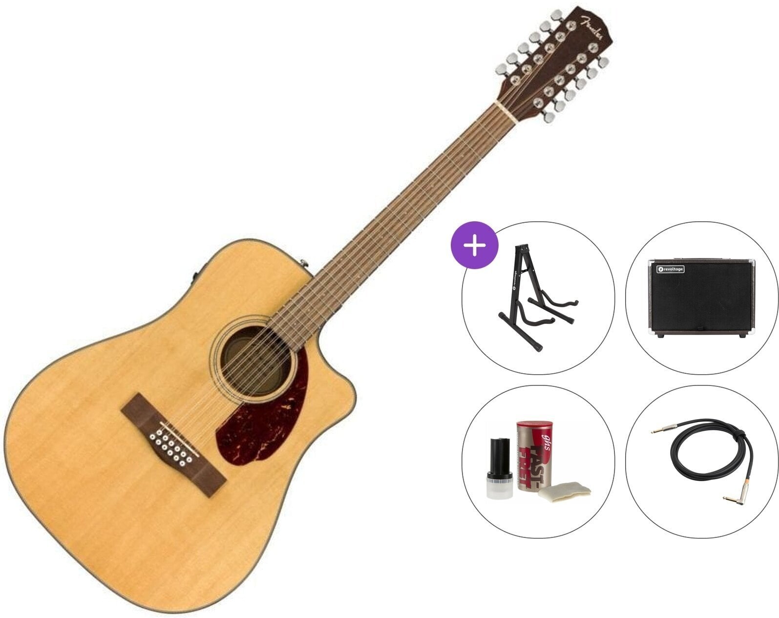 12-snarige elektrisch-akoestische gitaar Fender CD-140SCE WN 12 Premium SET Natural 12-snarige elektrisch-akoestische gitaar