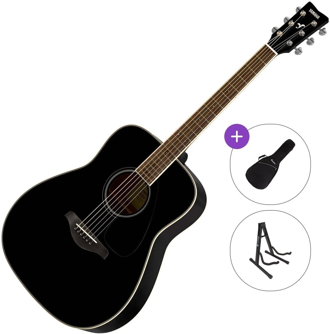 Dreadnought Guitar Yamaha FG820 BL II Standard SET Black Dreadnought Guitar