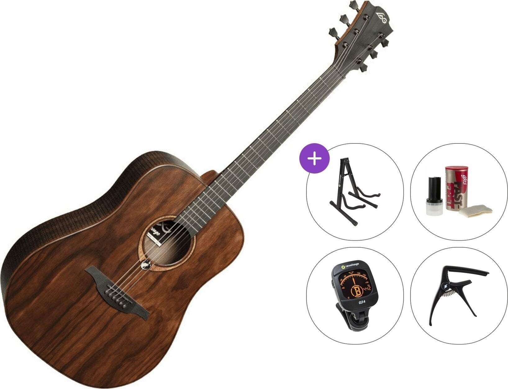 Akoestische gitaar LAG Sauvage D Premium SET Natural Akoestische gitaar
