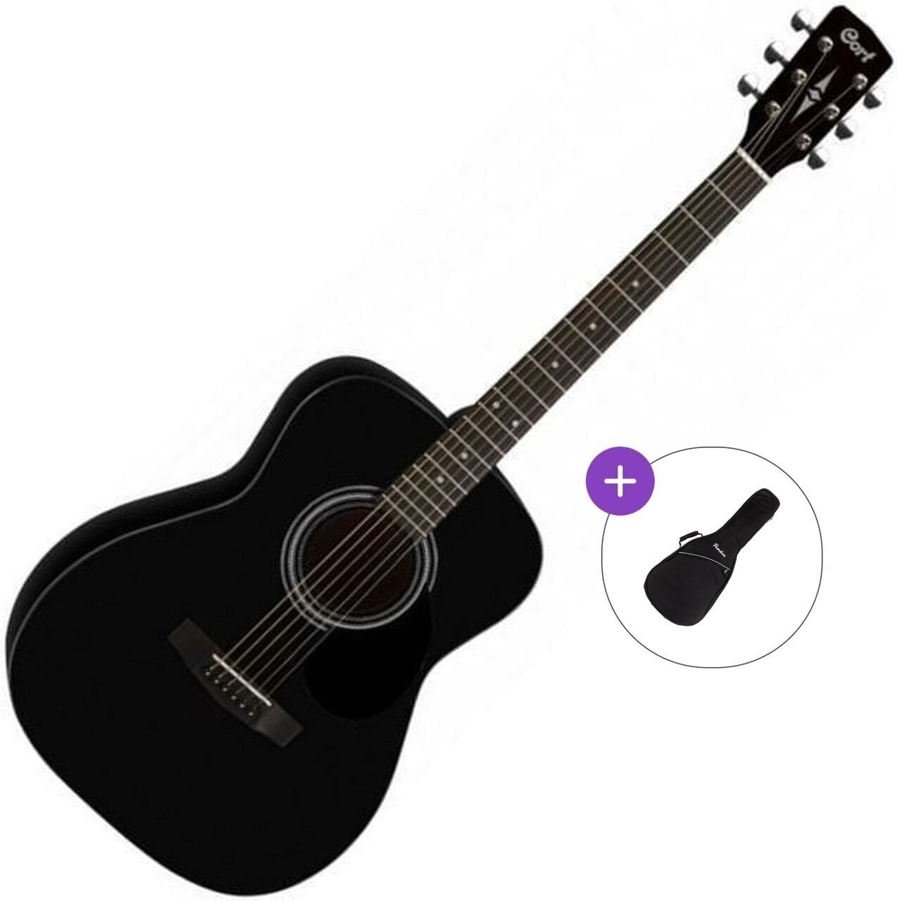 Ακουστική Κιθάρα Jumbo Cort AF510 Basic SET Black Satin Ακουστική Κιθάρα Jumbo