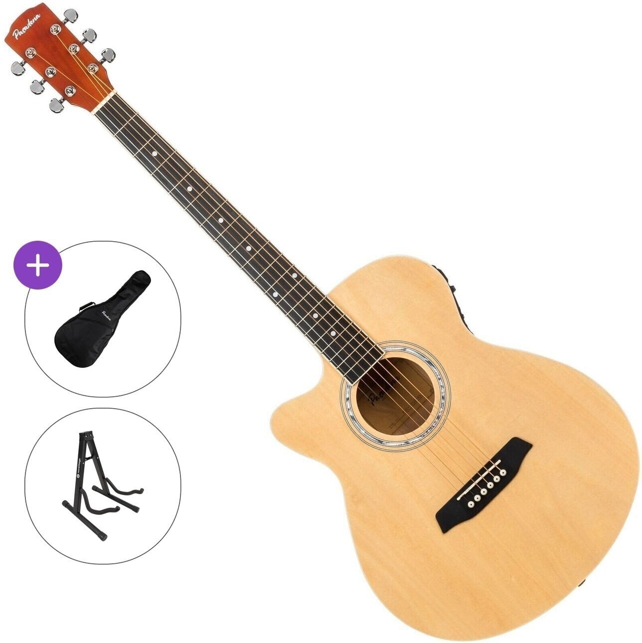 Elektroakustická gitara Jumbo Pasadena PGC-10LE Standard SET Natural Elektroakustická gitara Jumbo