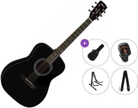 Jumbo akoestische gitaar Cort AF510 Premium SET Black Satin Jumbo akoestische gitaar - 1