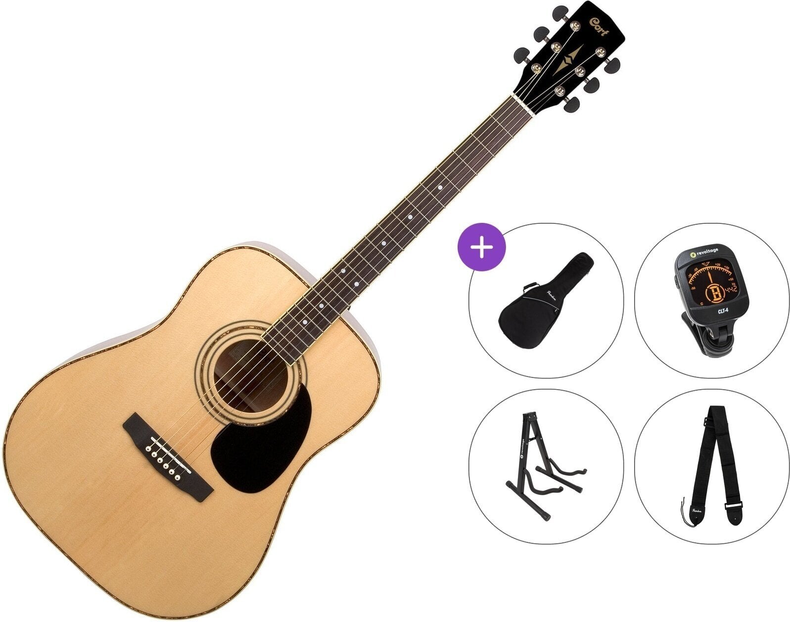 Akustikgitarre Cort AD880 Premium SET Natural Satin Akustikgitarre