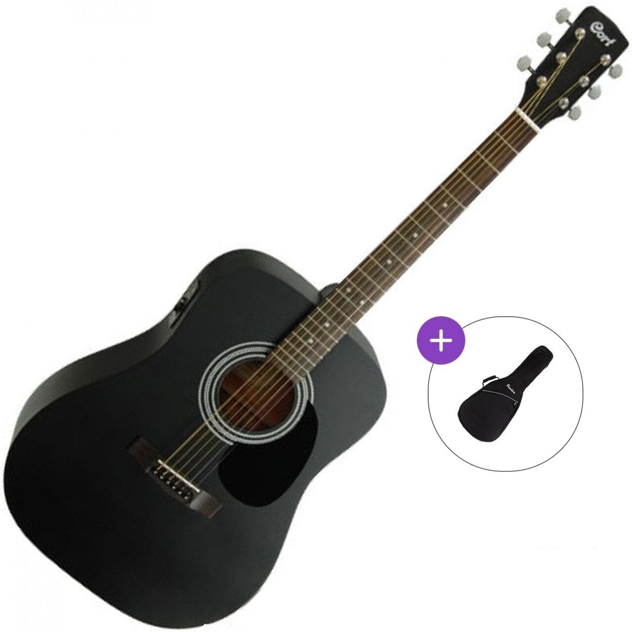 elektroakustisk gitar Cort AF510E Basic SET Black Satin elektroakustisk gitar