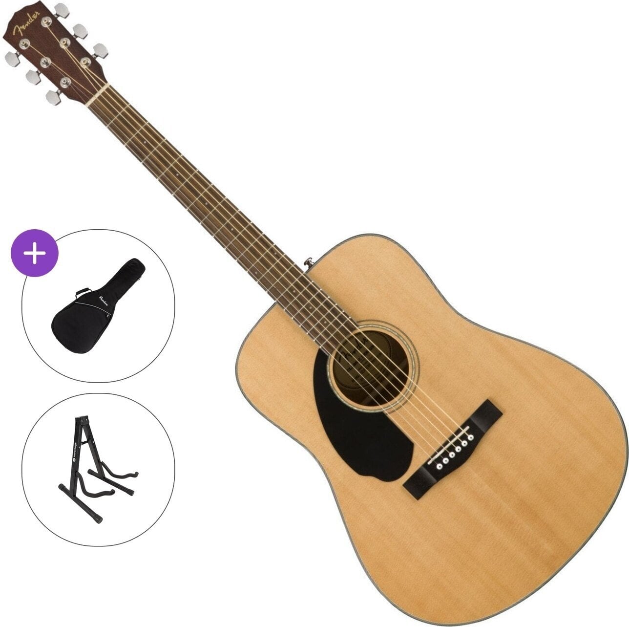 Dreadnought kitarr Fender CD-60S WN LH Standard SET Natural Dreadnought kitarr