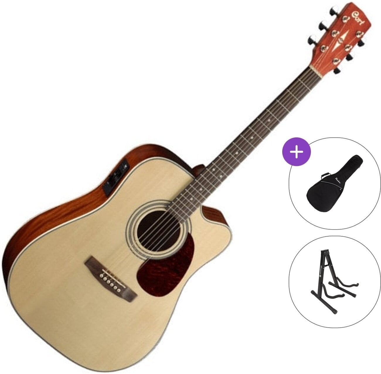 Dreadnought Elektro-Akustikgitarren Cort MR500E Standard SET Open Pore Dreadnought Elektro-Akustikgitarren