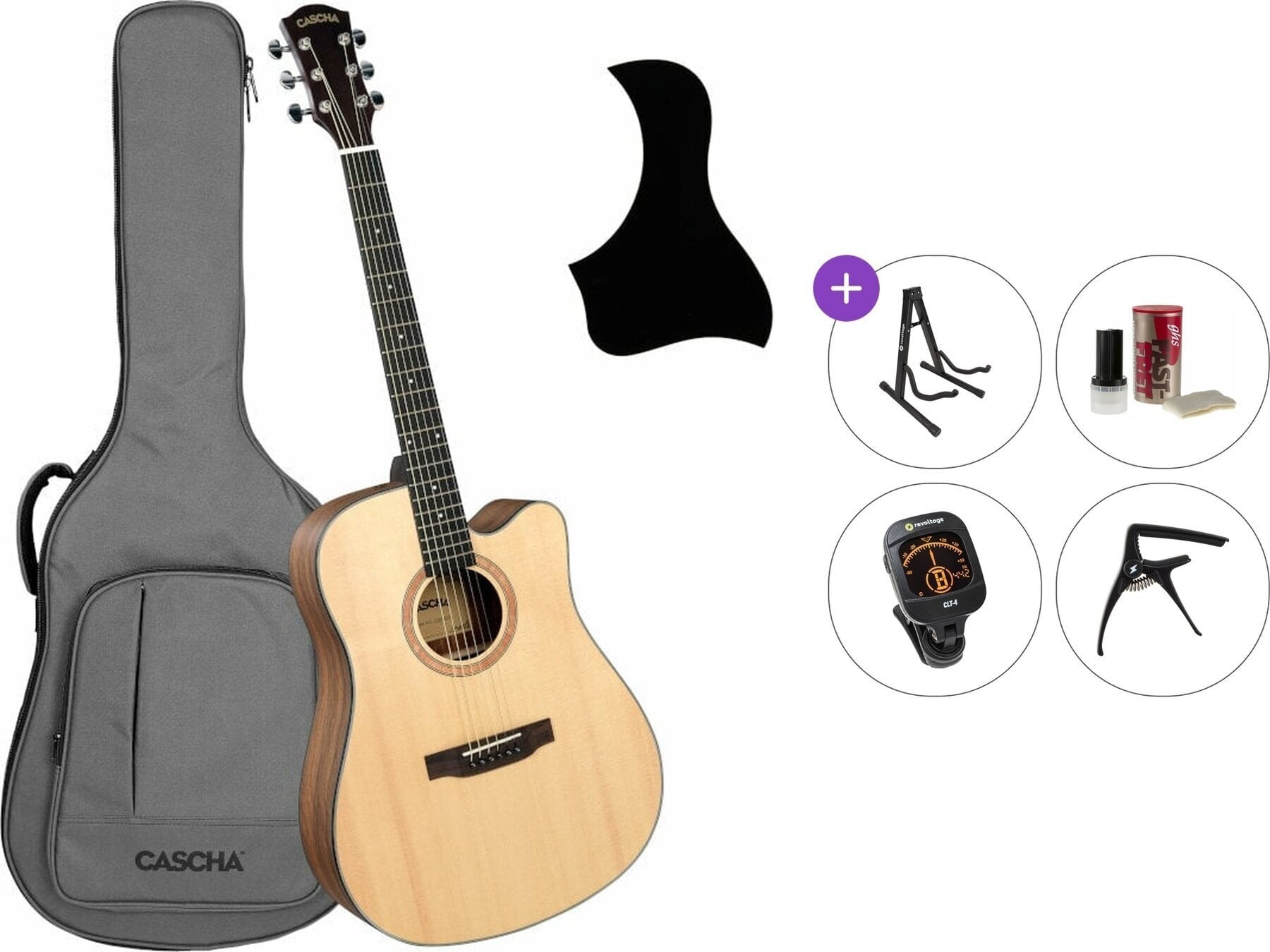 Akustična gitara Cascha CGA300 Premium SET Natural Akustična gitara