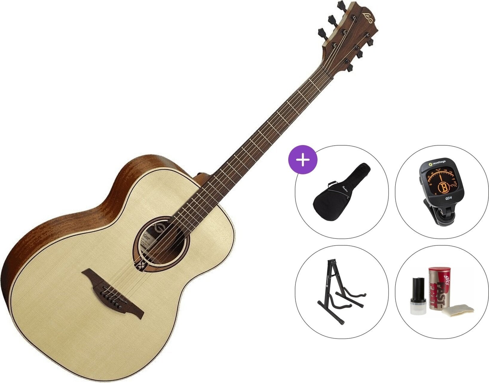 Jumbo akustična gitara LAG Tramontane 88 T88A Premium SET Natural Jumbo akustična gitara