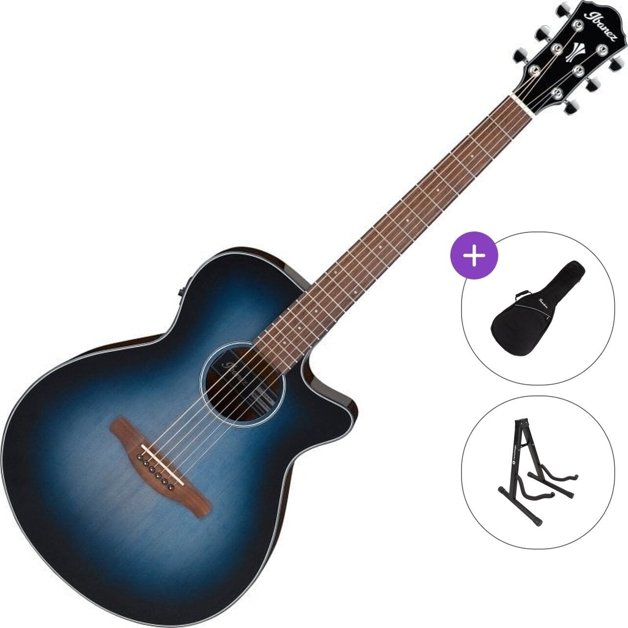 Elektro-akustična jumbo gitara Ibanez AEG50-IBH Standard SET Indigo Blue Burst Elektro-akustična jumbo gitara