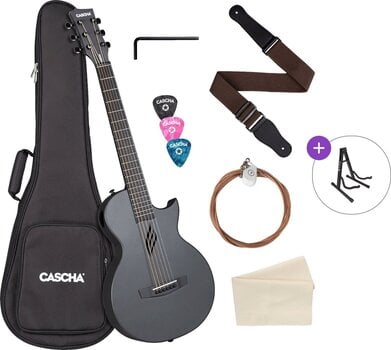 Akustična gitara Cascha Carbon Fibre Acoustic Guitar Basic SET Black Matte Akustična gitara - 1