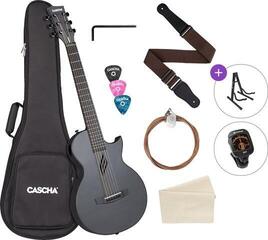 Akustikgitarre Cascha Carbon Fibre Acoustic Guitar Standard SET Black Matte Akustikgitarre