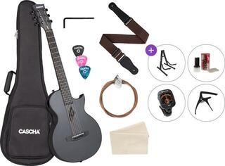 Akustikgitarre Cascha Carbon Fibre Acoustic Guitar Premium SET Black Matte Akustikgitarre