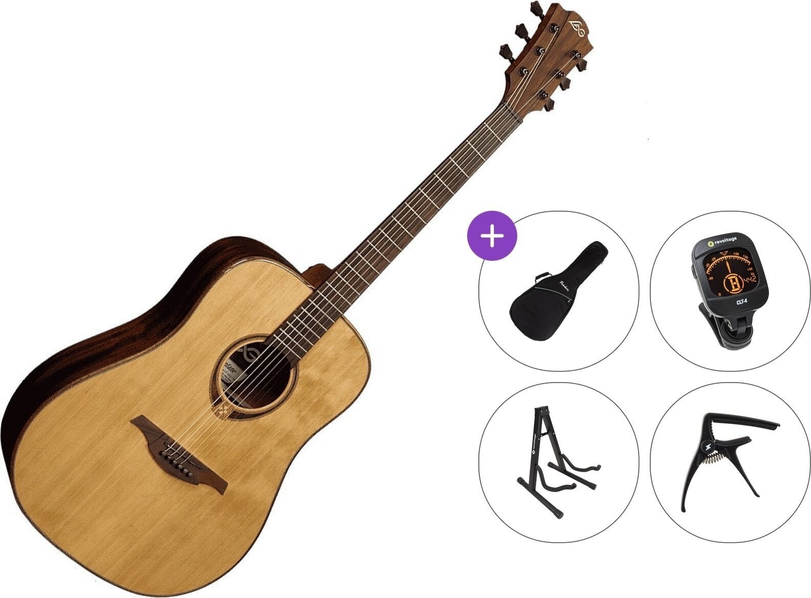 Gitara akustyczna LAG Tramontane 118 T118D Premium SET Natural Gitara akustyczna