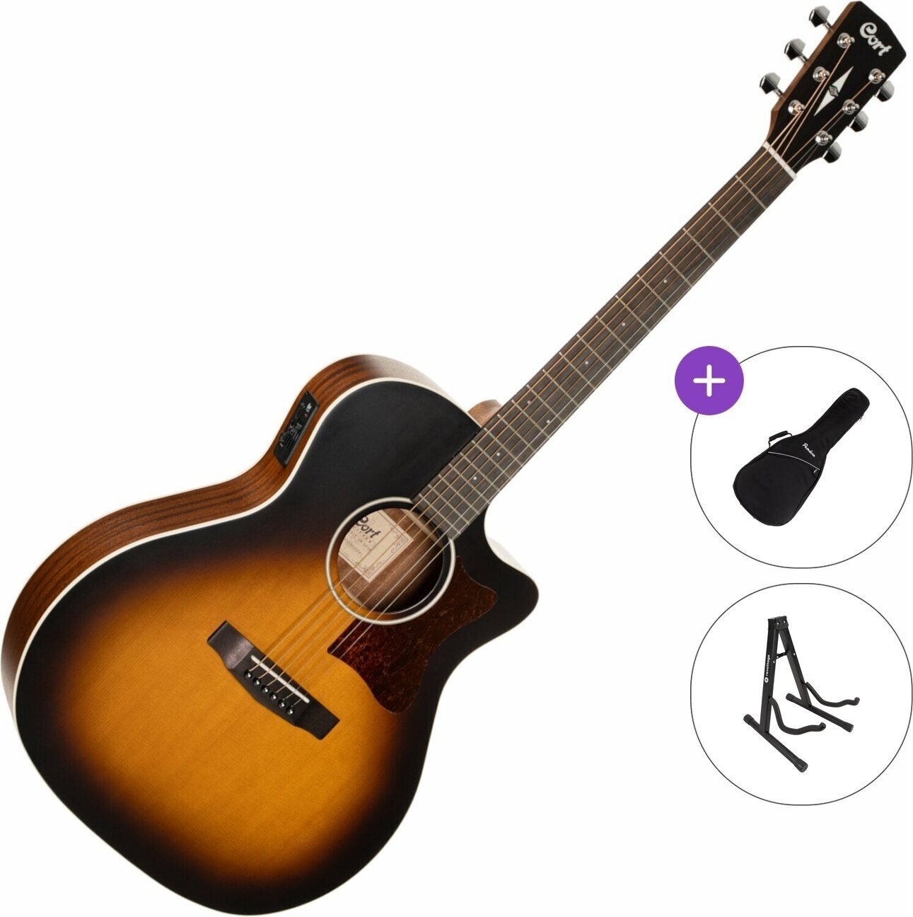 elektroakustinė gitara Cort GA1E Standard SET Open Pore Sunburst elektroakustinė gitara
