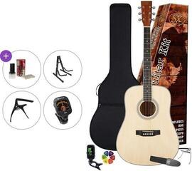 Dreadnought-kitara SX SD104LK Premium SET Natural Dreadnought-kitara