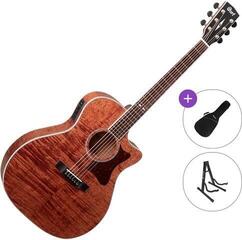 Jumbo Elektro-Akustikgitarren Cort GA5F-FMH Standard SET Open Pore Natural Jumbo Elektro-Akustikgitarren