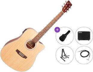 Elektroakustická gitara Dreadnought SX SD204CE Premium SET Natural Elektroakustická gitara Dreadnought