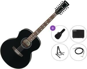 12 stygų akustinė-elektrinė gitara Ibanez AJ7012M1E-BK Premium SET Black 12 stygų akustinė-elektrinė gitara
