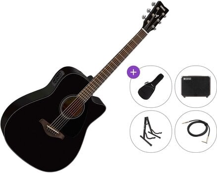 Chitară electro-acustică Dreadnought Yamaha FGX800C Premium SET Black Chitară electro-acustică Dreadnought - 1