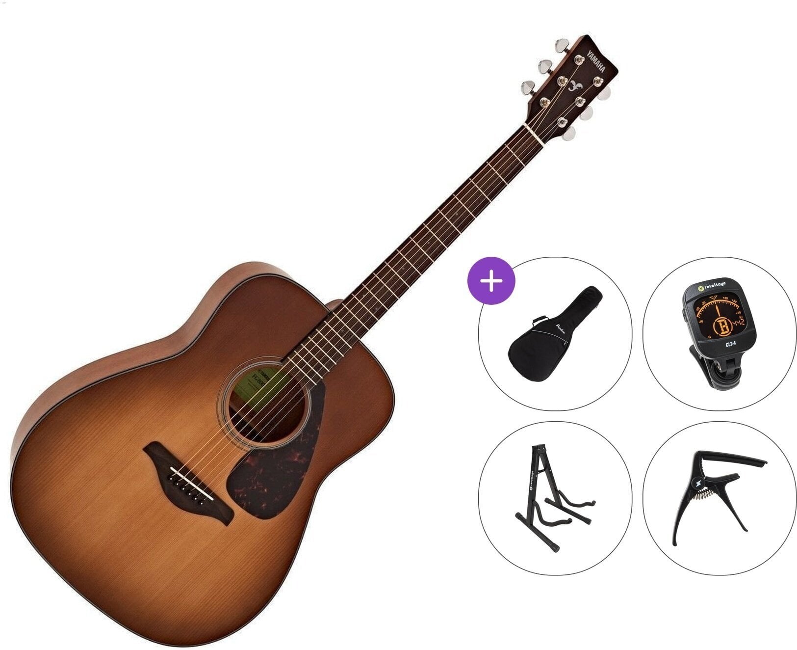 Dreadnought kitarr Yamaha FG800 Premium SET Sand Burst Dreadnought kitarr