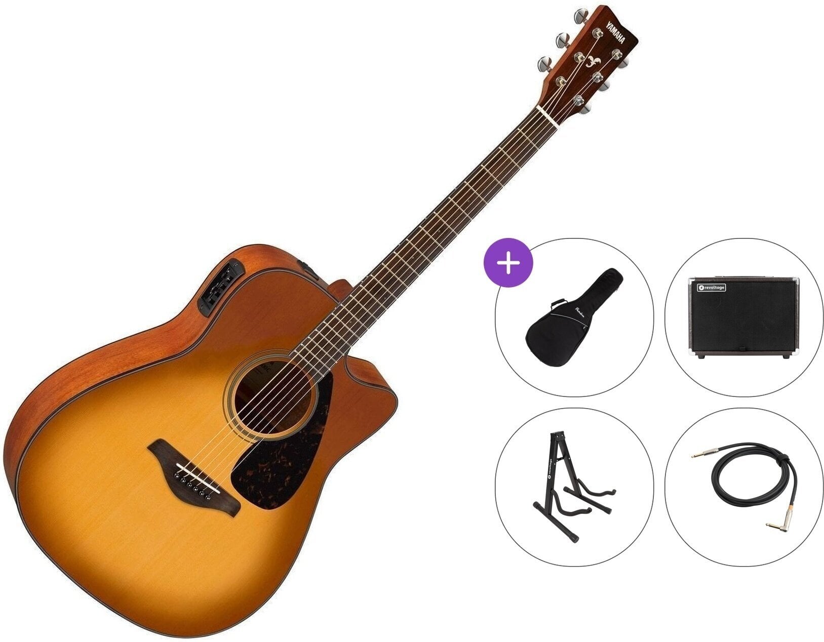 Elektroakustinen kitara Yamaha FGX800C Premium SET Sand Burst Elektroakustinen kitara