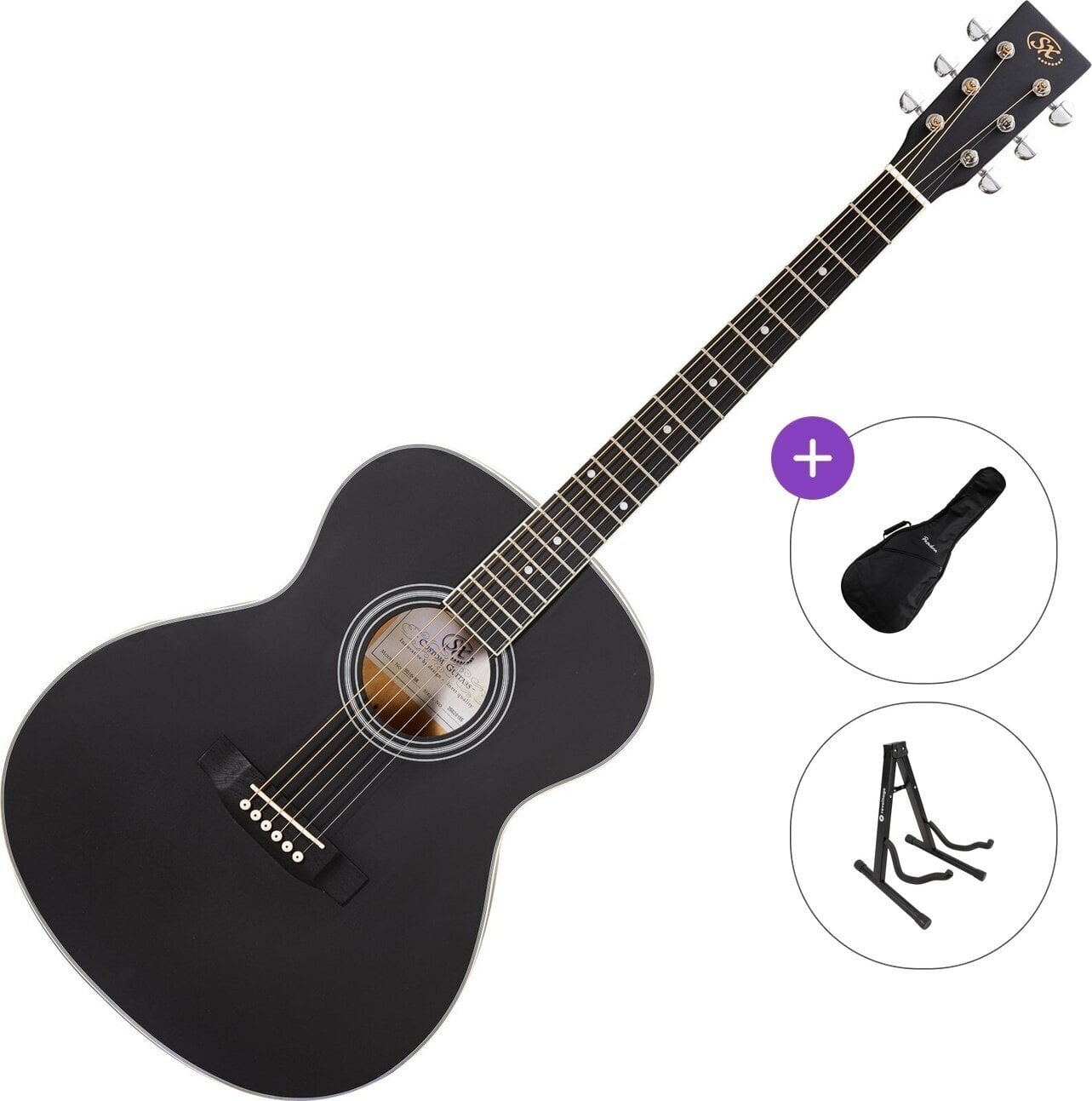 Akustická kytara SX SO104 Standard SET Matte Black Akustická kytara