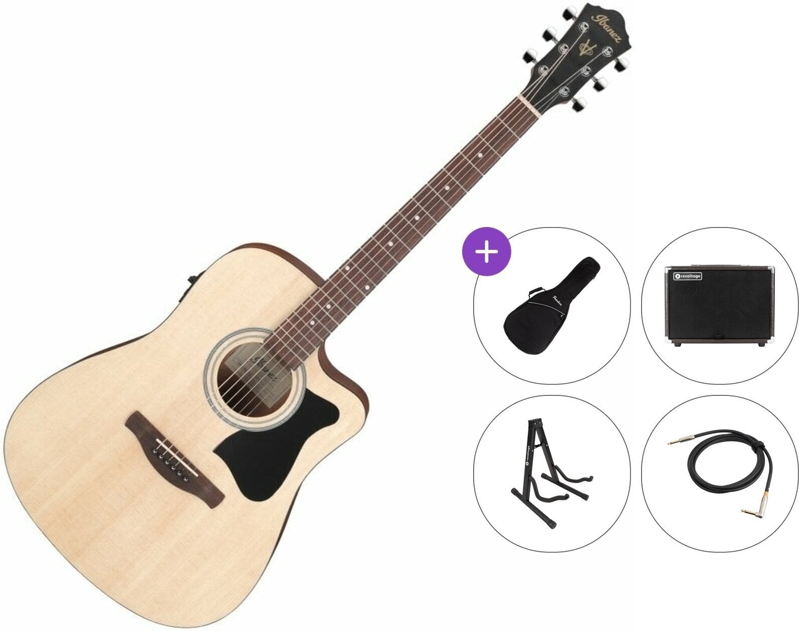 Dreadnought Ηλεκτροακουστική Κιθάρα Ibanez V40CE-OPN Premium SET Open Pore Natural Dreadnought Ηλεκτροακουστική Κιθάρα