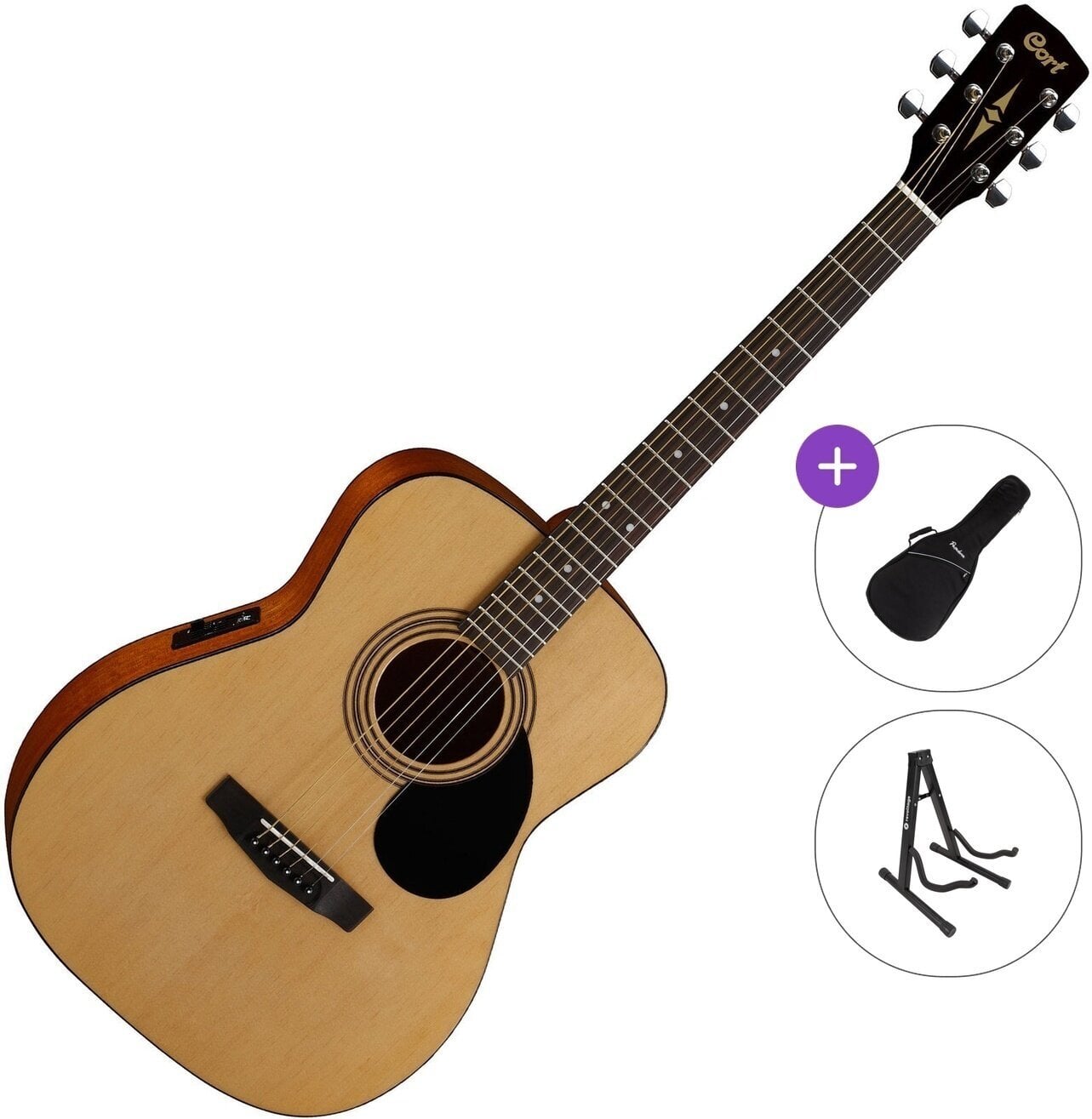 Elektro-akustična Dreadnought Cort AF510E Standard SET Open Pore Natural Elektro-akustična Dreadnought
